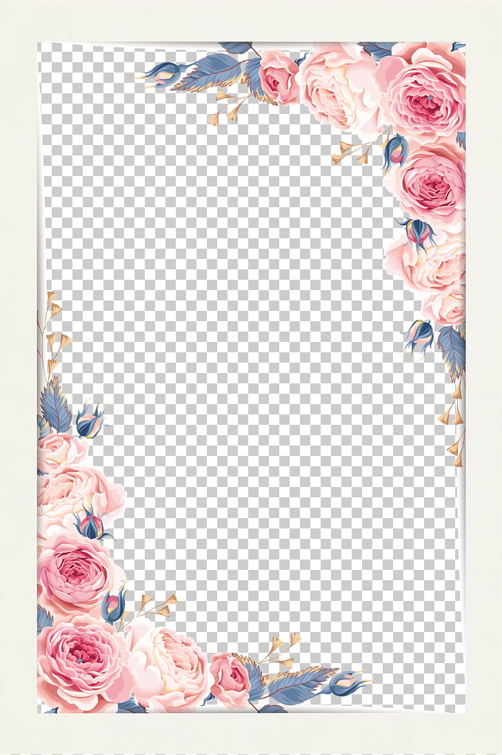 Watercolor painting, Beautiful little fresh border material, pink rose illustration PNG clipart