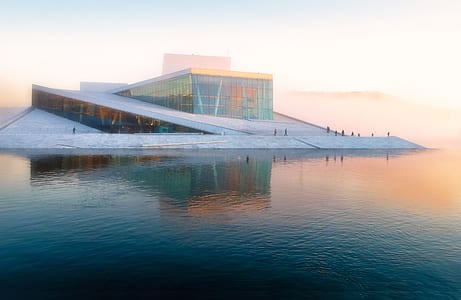 photo of building surrounded by water thumbnail