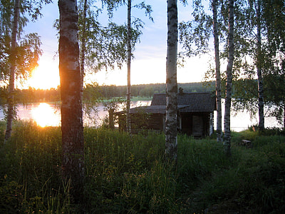 Smoke Sauna at Sunset in Kannonkoski, Finland thumbnail