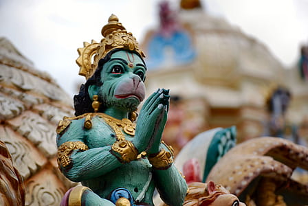 selective focus photography of Lord Hanuman figurine outdoors thumbnail