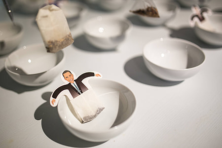 Funny tea bags and little white cups thumbnail