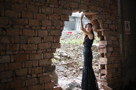 portrait, photography, woman, model, black dress, women thumbnail