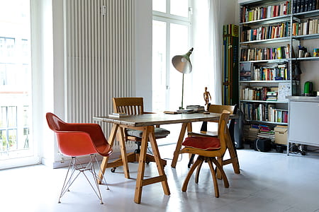 brown wooden table and chair set thumbnail