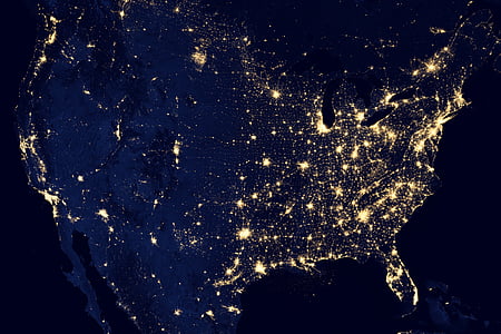 satellite photography of U.S. at night thumbnail