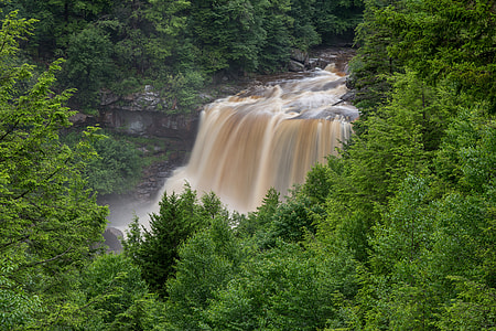 Long exposure shot of a waterfall at Blackwater Falls State Park, West Virginia, USA thumbnail