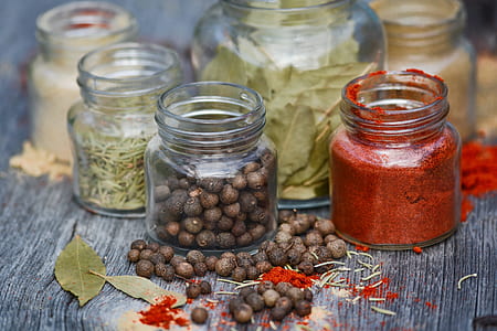 clear glass jars with spice thumbnail