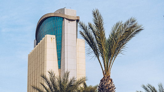architectural photo of white and blue concrete building under blue sky during daytime thumbnail