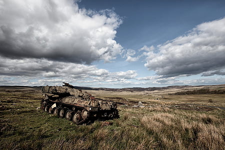 photo of brown military tank parked on grass during daytime thumbnail