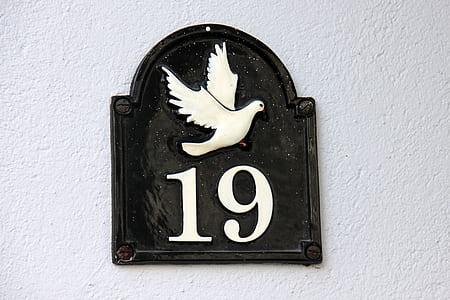 black and white #19 house number wall decor thumbnail