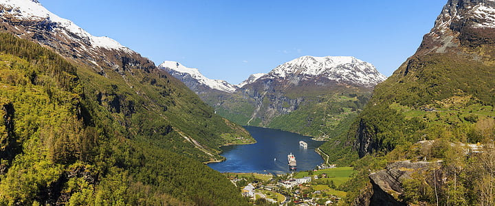 body of water in the middle of mountains thumbnail