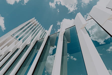 Modern white building, EDP Headquarters of architect Aires Mateus, Lisbon, Portugal thumbnail