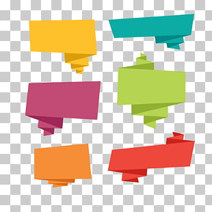 Speech balloon Origami Microsoft PowerPoint, Color origami banner , six bubble text illustrations PNG clipart