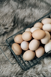 Wire mesh basket with fresh farm eggs thumbnail