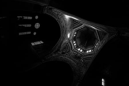 black-and-white, dark, building, curve thumbnail