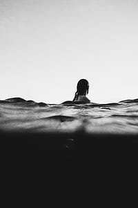 cold, sea, black-and-white, person thumbnail