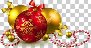 Christmas ornament Christmas tree , Gold and Red Transparent Christmas Balls , Christmas baubles illustration PNG clipart