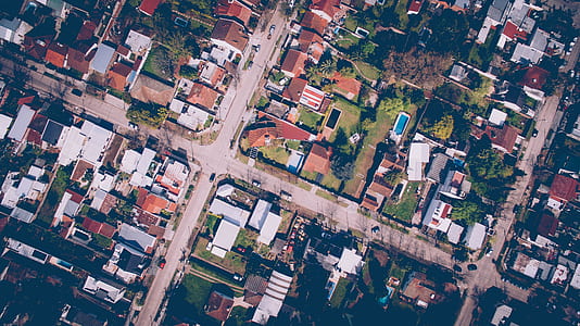 bird eye photograph of a village with streets thumbnail