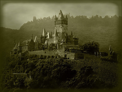 grayscale photo of castle thumbnail