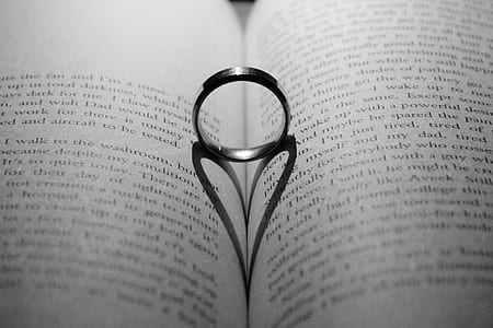 silver-colored ring in the middle of book page center thumbnail
