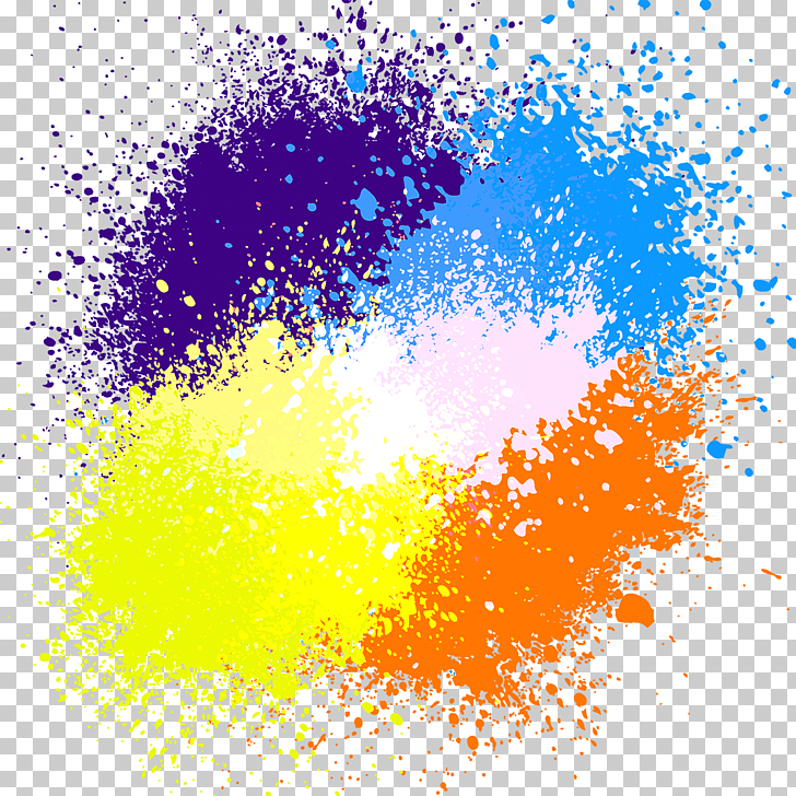 Watercolor painting Ink, Paint splash, five color paint illustration PNG clipart