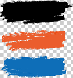 Paintbrush Painting, Paint brush illustration, black, orange, and blue ink blots PNG clipart