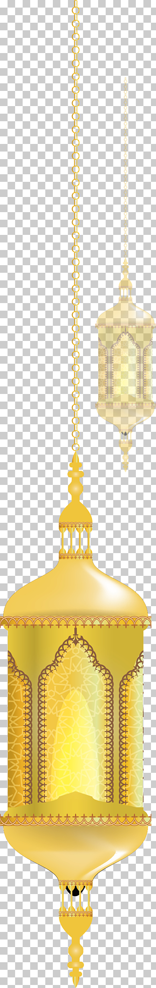 Light fixture Lighting Yellow, golden hanging lights, gold-colored lamp PNG clipart