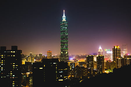 aerial photo of city buildings during night time thumbnail