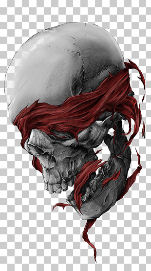 Calavera Skull, Skull, gray skull with red textile illustration PNG clipart