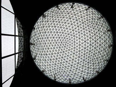 low-angle grayscale photography of glass ceiing thumbnail