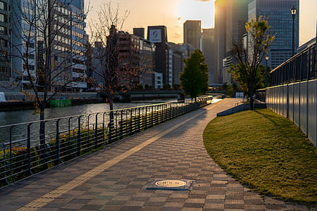 city, road, sky, sunset thumbnail