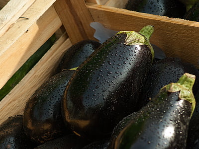 eggplant on wooden box lot thumbnail