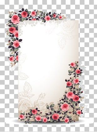 Flower Paper Euclidean Floral design, flowers border, rectangular white, red, and green floral frame PNG clipart
