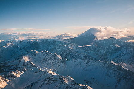 aerial view of snow covered mountain thumbnail