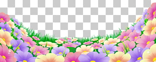 Flower , Grass with Beautiful Flowers , multicolored flowers PNG clipart