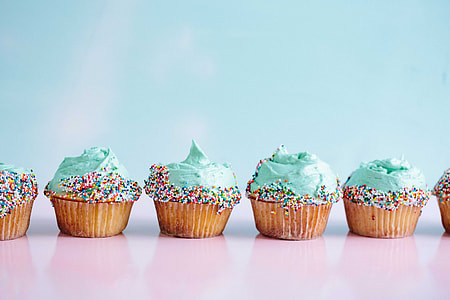 six cupcakes with sprinkles thumbnail