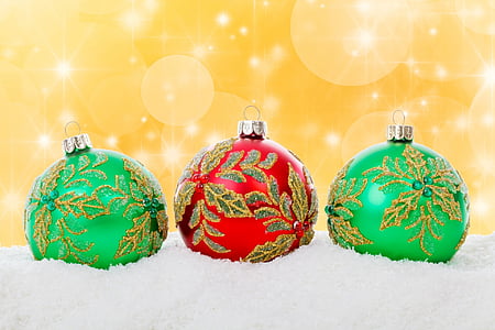 three green and red baubles thumbnail