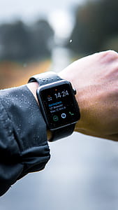 black Apple Watch with sports band thumbnail