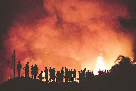 silhouette of people during wild fire thumbnail