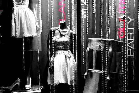grayscale photo of mannequins with dress thumbnail