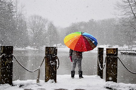 person holding umbrella with snowing thumbnail