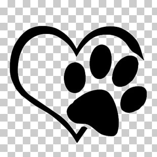 Dog Cat Paw Decal Sticker, Love paws, white heart and footprint illustration PNG clipart
