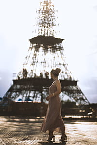 Woman Standing Near Eiffel Tower thumbnail