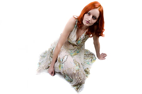 woman wearing beige and multicolored floral tank dress thumbnail
