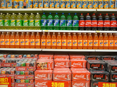 soda bottle and box lot on shelf thumbnail