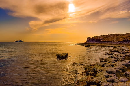 blue ocean water under sunset thumbnail
