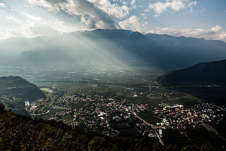aerial photo of village between the mountains thumbnail
