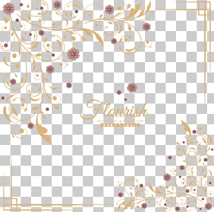 Feather Pattern, European pattern border, orange floral Flourish background template PNG clipart