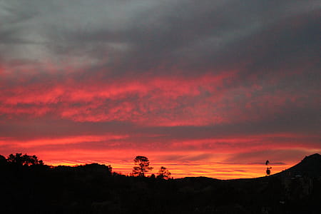 Mountain Under Red and Gray Cloudy Sky during Golden Hou thumbnail