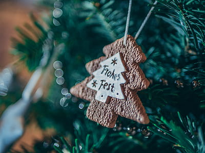 Brown Christmass Tree Ornament in Close-up Photo thumbnail