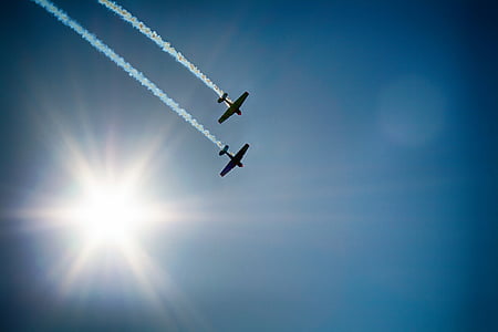 two plane silhouette flying on air thumbnail